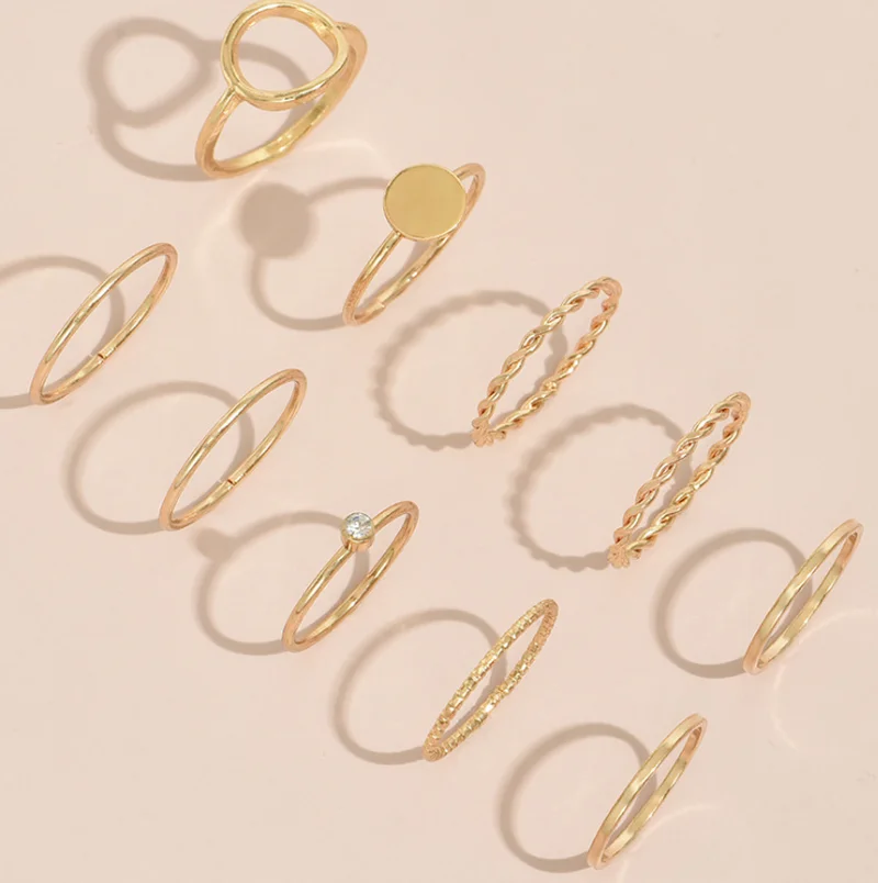 

Simple 10 Pcs/set Geometry Rings Set for Women Jewelry Party Gif
