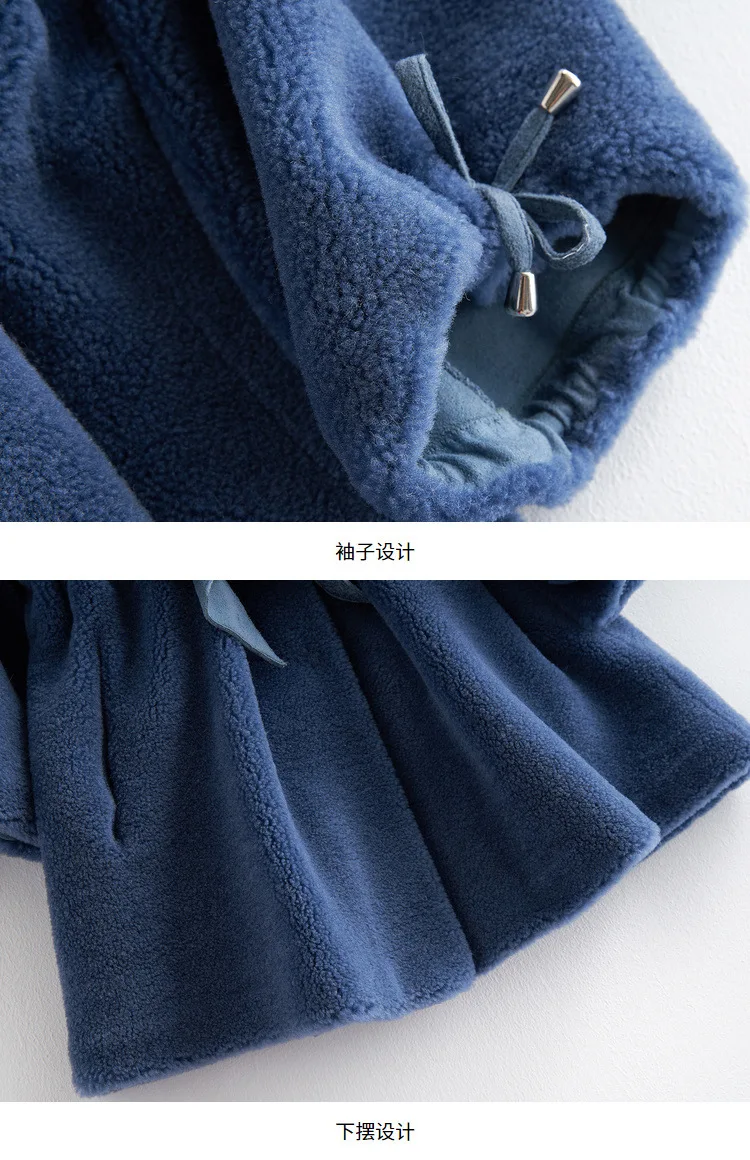 Женское зимнее пальто из натурального меха, стрижка овец, повседневное теплое пальто из натуральной овечьей шерсти, пальто с капюшоном и поясом F1130