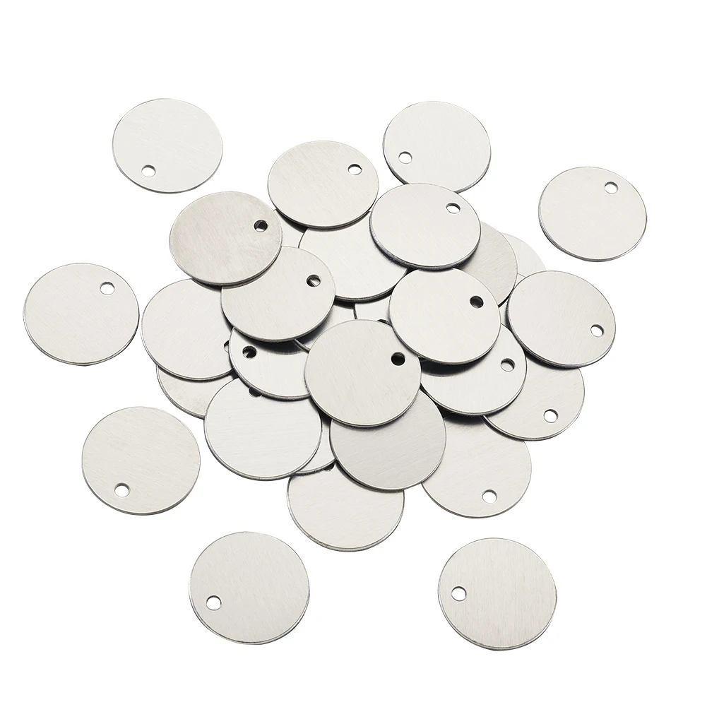 Pandahall 50pcs/set Flat Round Aluminum Stamping Blank Tags Charm Pendant DIY Jewelry Necklace Making