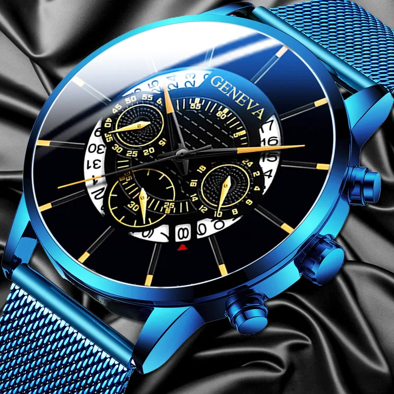 

New Men Luxury Calendar Watches Top Men Stainless Steel Mesh Watch Men Casual Quartz Watch Relogio Masculino Male Wristwatch Hot