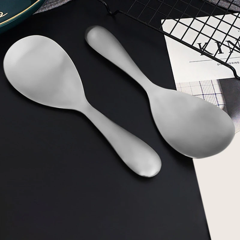 

Ложка для риса из нержавеющей стали, антипригарная Бытовая большая лопата для риса со встроенной длинной ручкой