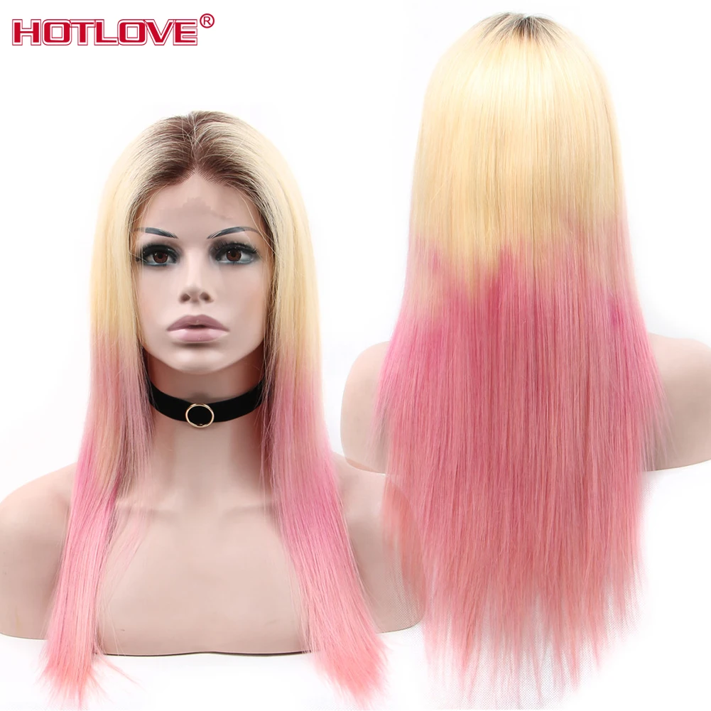 Парик 1b/613/розовый блонд без клея на шнуровке передние парики из человеческих