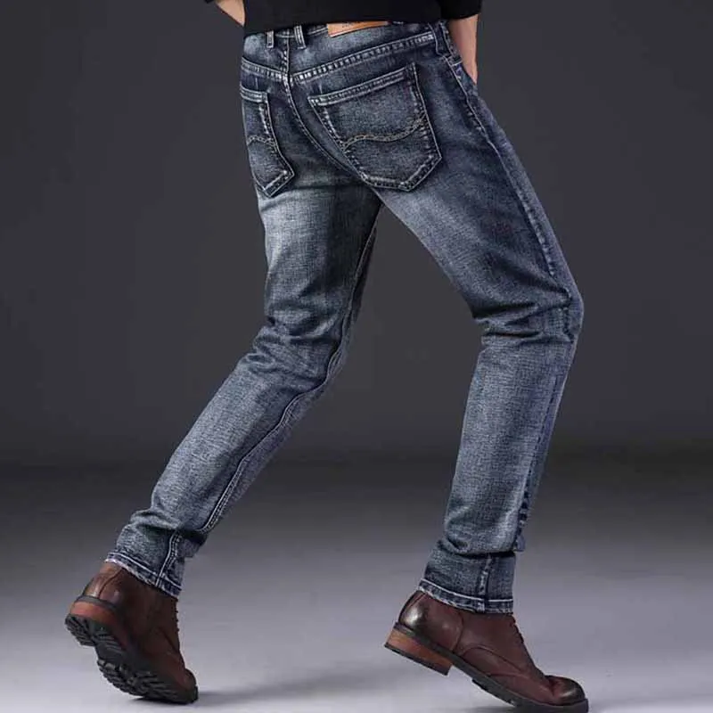 Мужские джинсы бренд 2020 бизнес Стрейчевые зауженные мужские джинсовые брюки