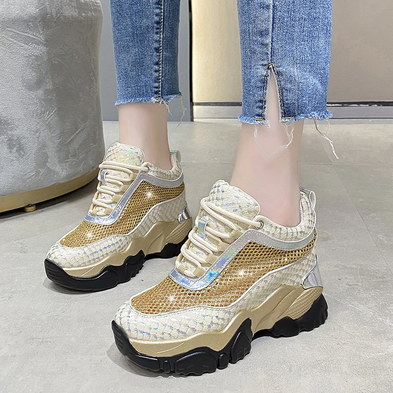 

2021 Summer Breathable Chunky Sneakers for Women New Mesh Woman Platform Fashion Shoes Thick Bottom Sandals
