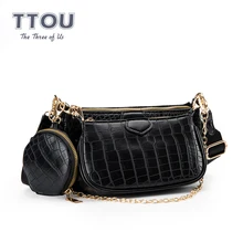 3 Pcs/set Fashion Alligator Womens Shoulder Bag Designer Crocodile Pattern Chain Crossbody Bags Casual Office Lady Purse