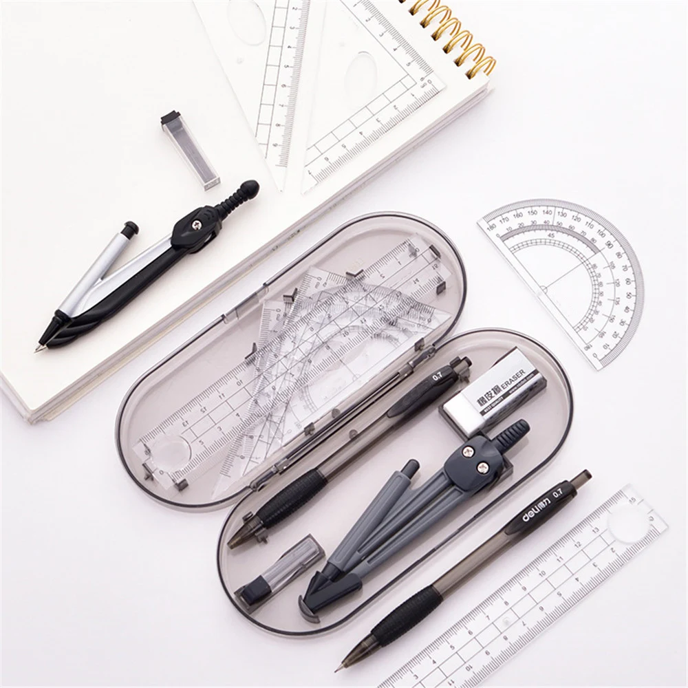 

8pcs/set Protractor Straightedge Triangle Compasses Rubber Set Mathematics Drawing Measurement Stationery Learning Tool