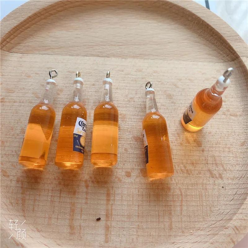 10 штук/упаковка Пивная бутылка Смола Серьги Обереги для брелока Колье Подвеска Ювелирные изделия Аксессуары для телефона.