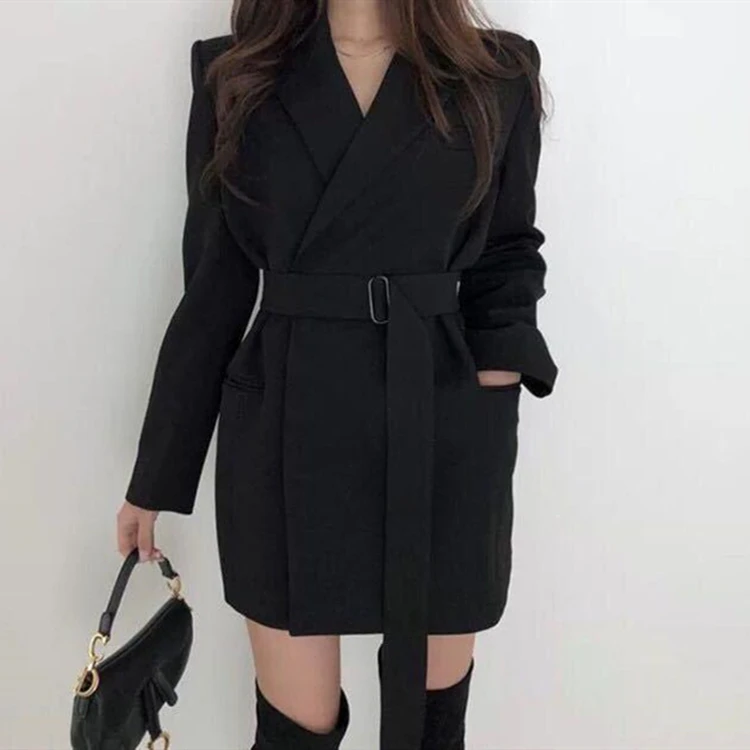 

2020 Spring Autumn Women's Blazers Sashes Jackets Solid color woolen coat