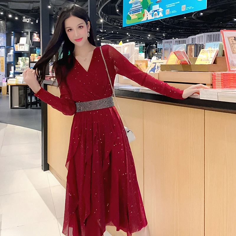 Maternity A-line Party Nursing Dress Long Sleeve Sexy V-neck Pregnancy 2020 Slim Summer New Fashion Breastfeeding | Мать и ребенок