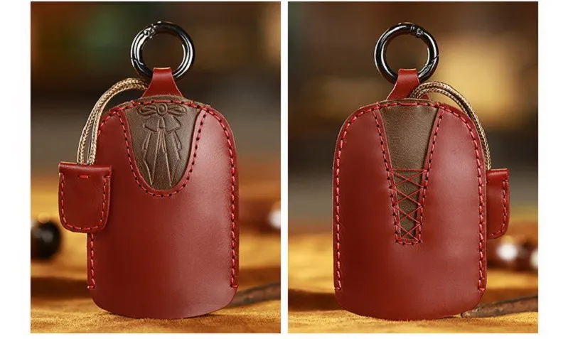 Genuine Leather Princess Car Keychain Key Holder Organizer Women Key Bag