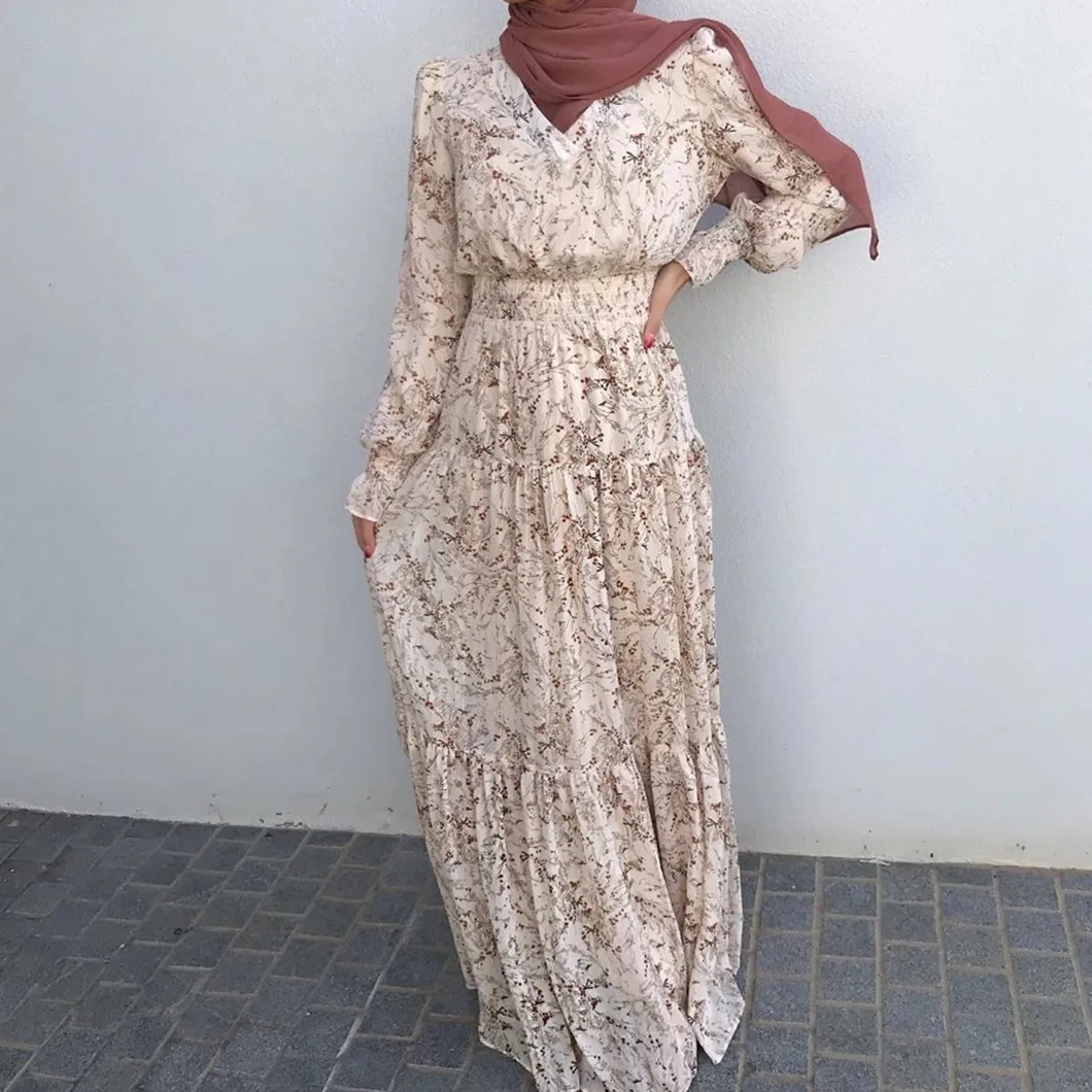 

Ramadan Eid Floral Abaya Muslim Fashion Hijab Dress Islam Clothing Abayas Women's Robe Musulman De Moda Femme Vestidos