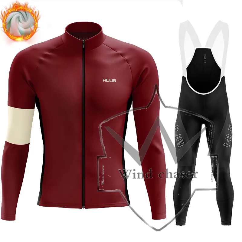 

2021 NEW HUUB Winter Sweatshirt Thermal Men Cycling Jersey set Cycling Clothing Wear Bicycle Fleece Clothes Ropa de ciclismo