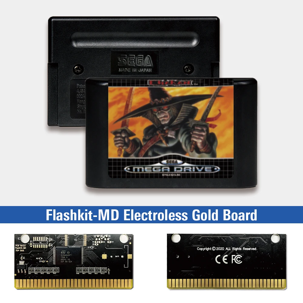 

Chakan - EUR ярлык Flashkit MD никелевое золото схема на основе печатной платы для Sega Genesis Megadrive игровая консоль