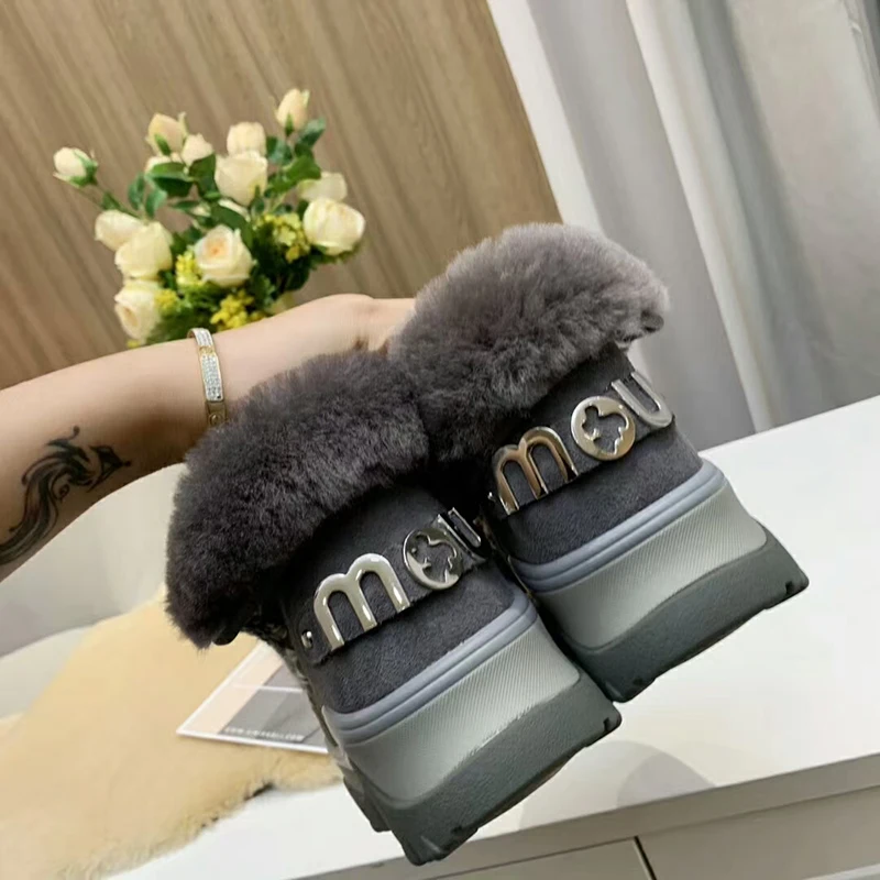 

Snow Boots Fur Women Real leather and Wool Warm in Winter High quality Rubber Platform