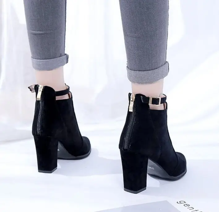 Лидер продаж Женские ботинки Сезон зима-осень Женская обувь на высоком каблуке 8 5