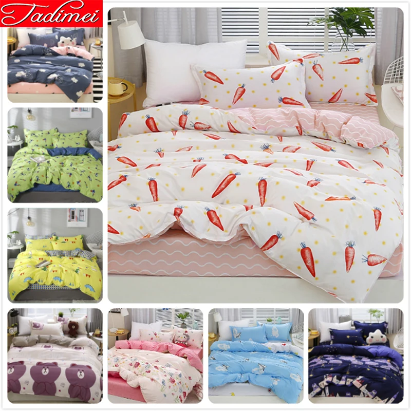 Розовый белый комплект постельного белья для взрослых девочек студентов Мягкое