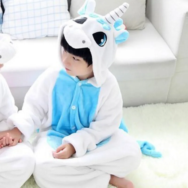 Kids Kigurumi Pajama Sets Unicorn animal Cartoon Children onesies Boys Girls Sleepwear Winter Flannel pijama Cosplay Overall New |