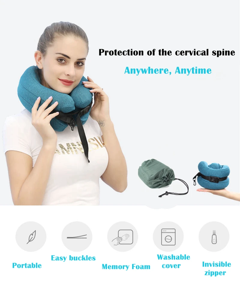 Neck Adjustable U Shape Memory Foam Travel Pillow Foldable Head Chin Support Cushion for Sleeping on Airplane Car | Красота и