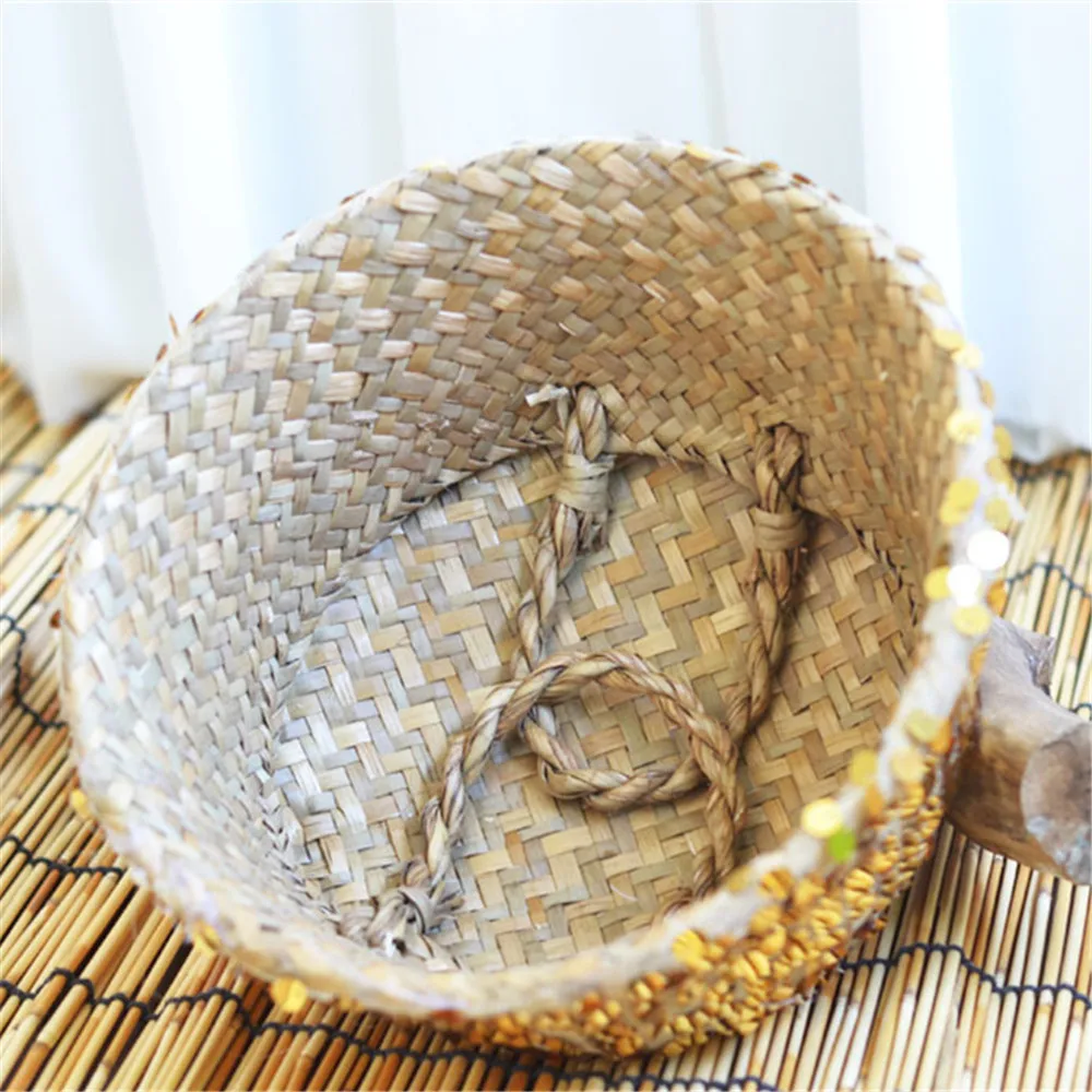 Seagrass Wicker Basket Flower Pot Folding Basket Dirty Basket Storage Decoration Home& Garden Wholesale& Drop Shipping