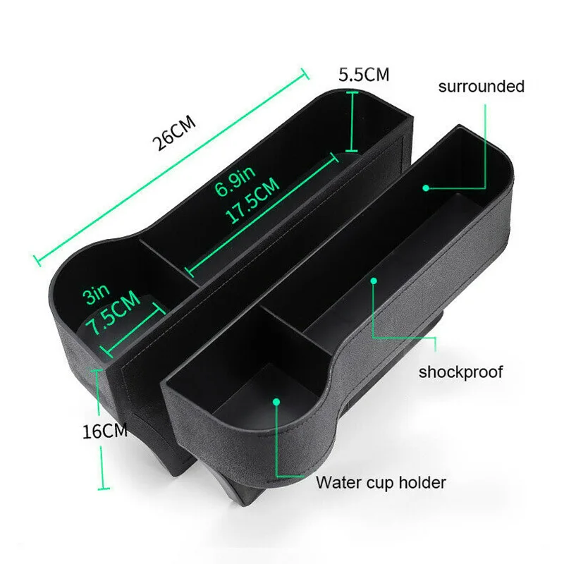 Hot Sale 1 Pair Car Seat Gap Catcher Organiser Storage Box Pocket + Cup Holder Side Black | Автомобили и мотоциклы