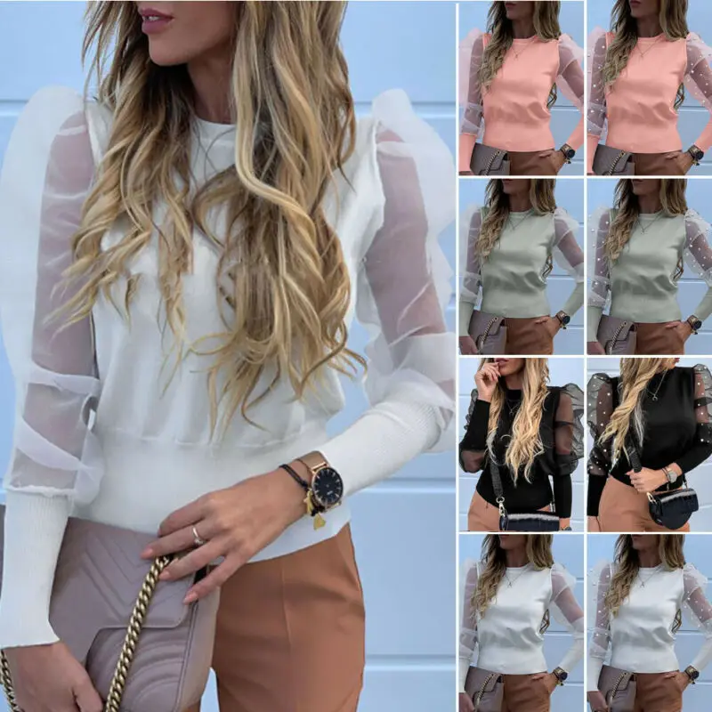 Женская Прозрачная Футболка повседневная облегающая футболка с длинными