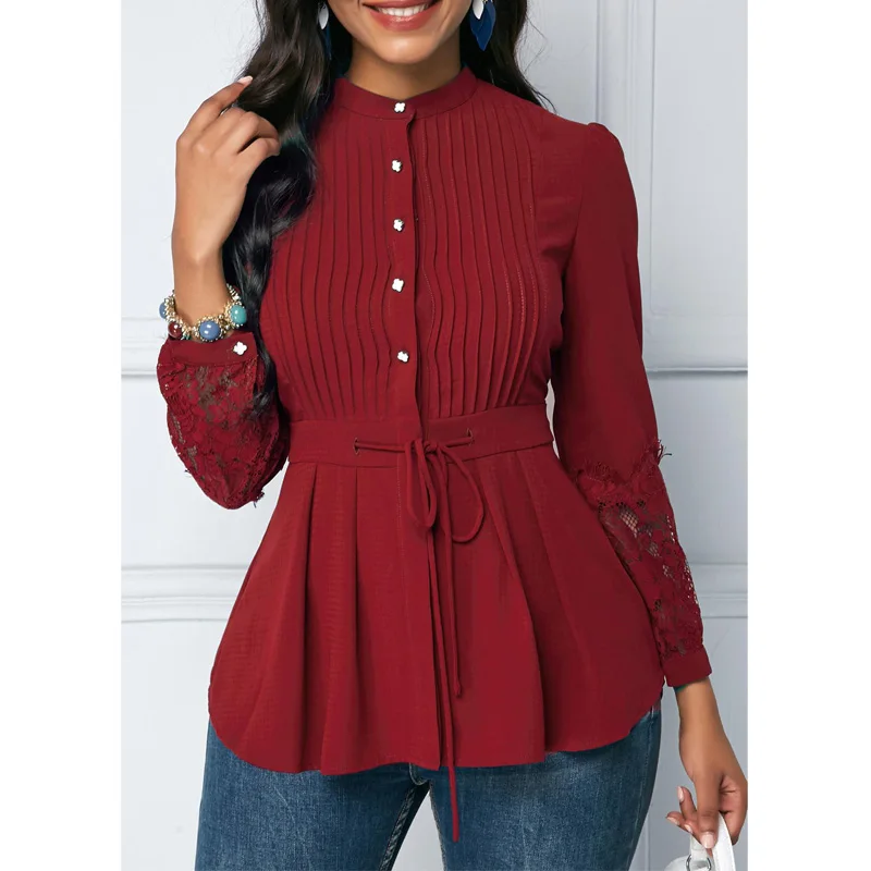 Новые Модные Винтажные элегантные женские рубашки блузки весна осень с длинным