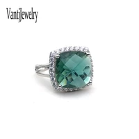 elegant green quartz ring sterling 925 silver created topaz gemstone cushion 12mm for women wedding engagement gift fine jewelry