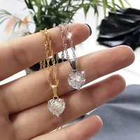 ladies zircon necklace large detachable pendant singapore chain stainless steel jewelry girl couple bridesmaid accessories gift