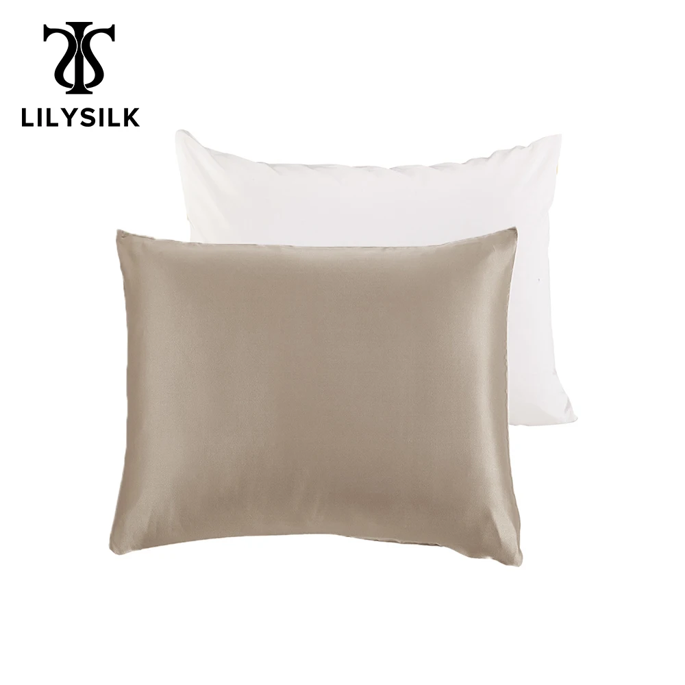 

LILYSILK Pillowcase 100 Pure Mulberry Silk for Hair with Cotton Underside Natural 19 Momme 40x40cm 50x50cm 1 Pcs Free Shipping