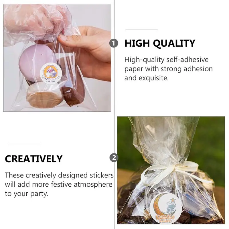 

1 Set 48Pcs Muslim Eid Stickers EIDMUBARAK Round Decals Labels (Pink Blue)