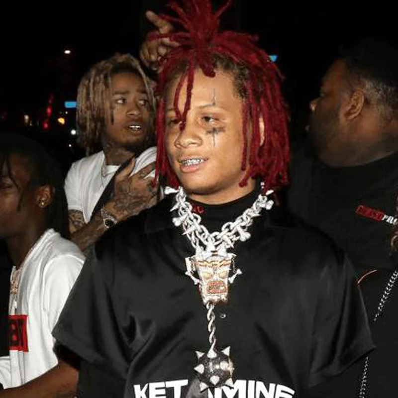 

Trippie Redd Style Pendant Necklace Chain Luxury Iced Out Punk Rivet Choker Bling Cubic Zircon Men's Hip hop Necklace Jewelry