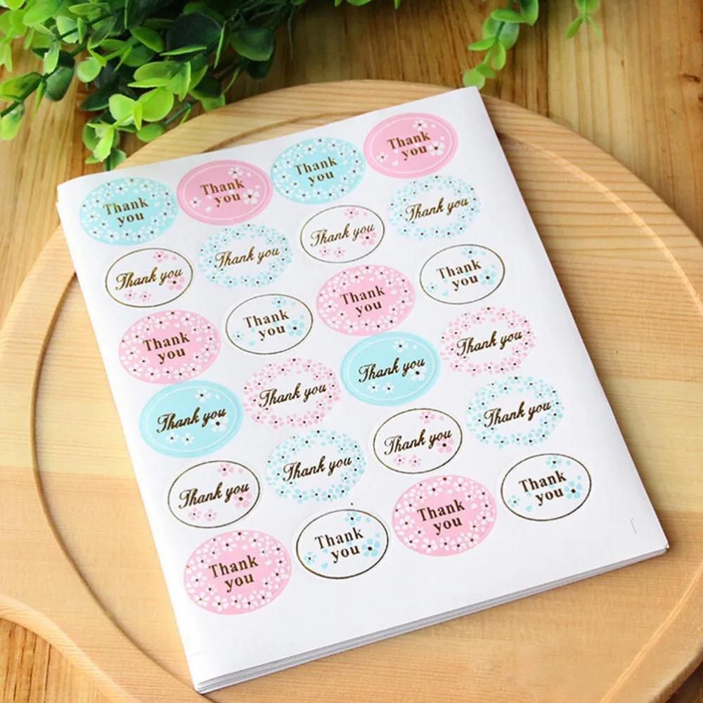 

24PCS/sheet Food Seals Gift Stickers For Wedding Seals Diary Scrapbooking Sealing Stickers Pink THANK YOU Design Sticker Labels