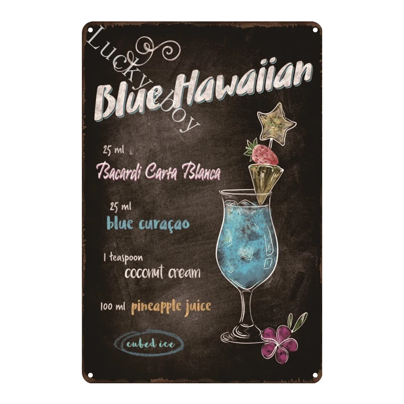 [Luckyaboy] мартини Мохито Коктейльные винтажные жестяные знаки настенная табличка