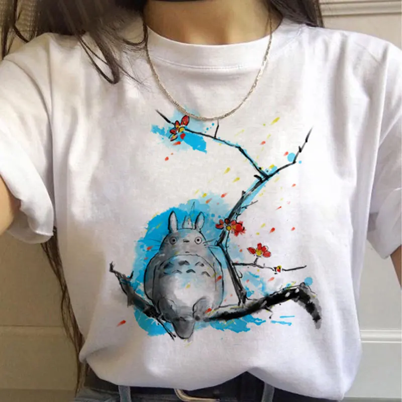 

Women Japanses streetwear Cartoon T-shirt Miyazaki Hayao Harajuku Kawaii Summer causual Top Fashion Totoro Studio Ghibli T Shirt