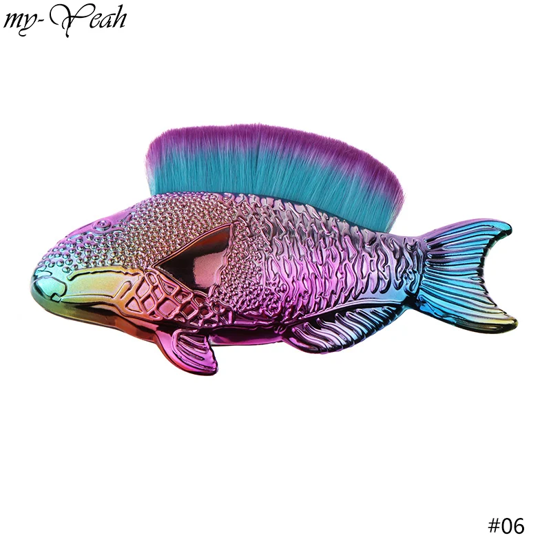 Щетка для удаления пыли в форме рыбы мягкая щетка очистки волос блестящая пудра