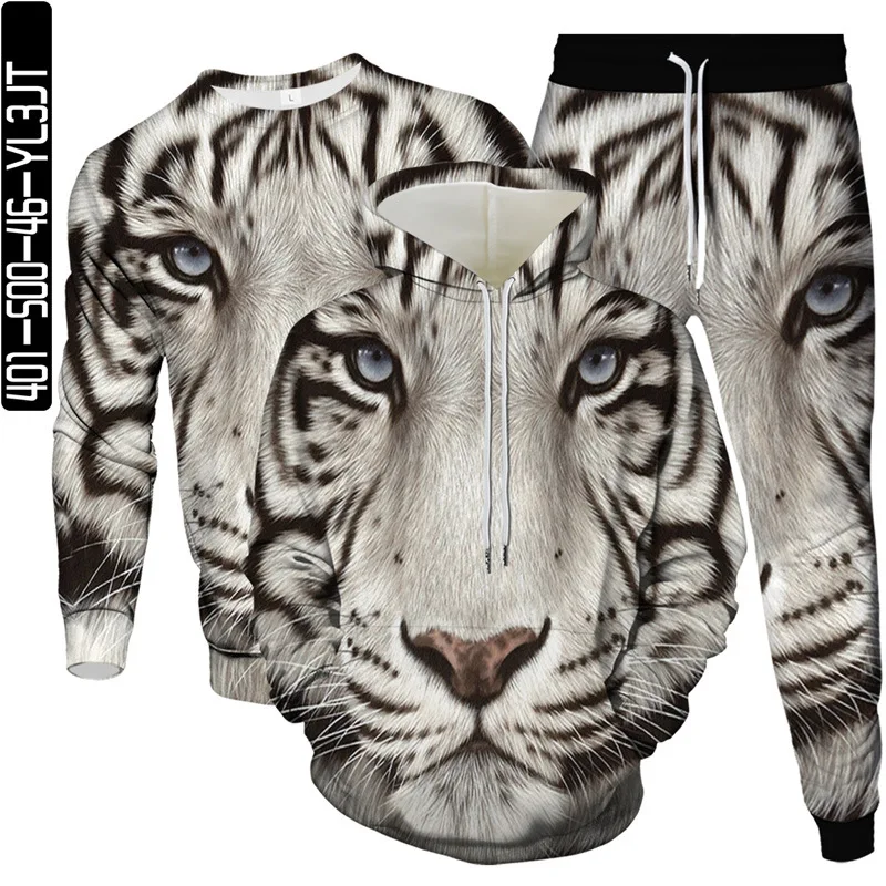 

Tiger animal print sweater autumn/winter suit digital printing 3D sweatshirt three-piece all-match