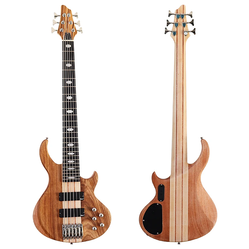 

Professional 6 string electric bass guitar neck through solid okoume wood matte 43 inch bass guitar hickory top active guitar