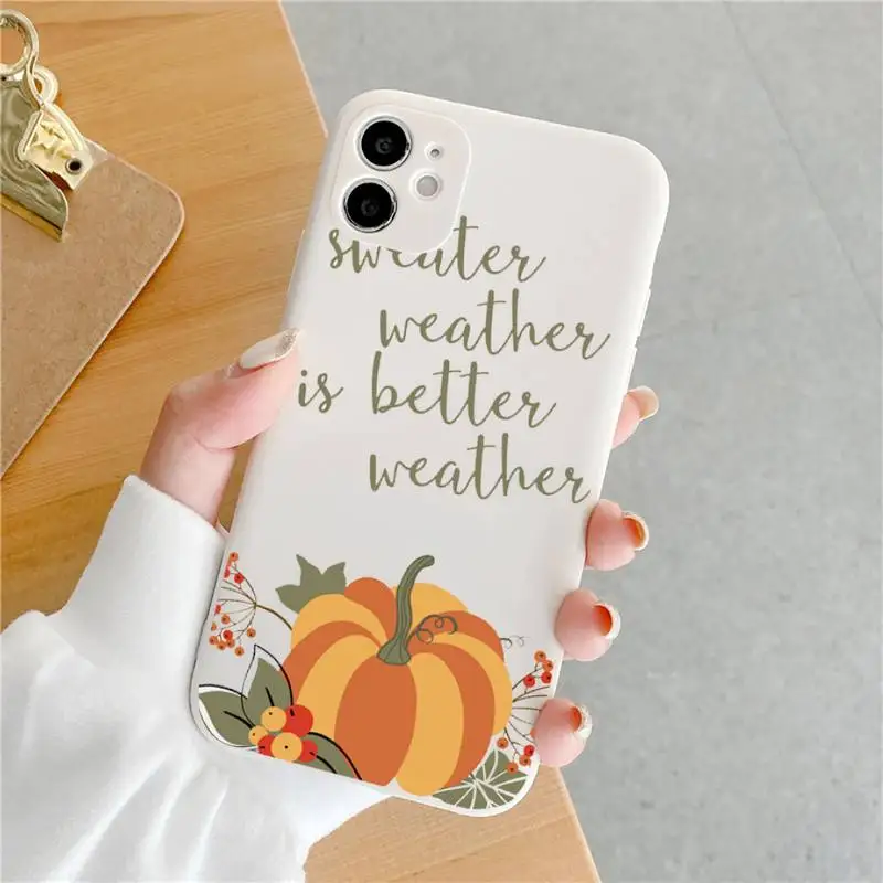 

Fall Inspired Pumpkin leaves autumn Phone Case For iphone SE 7 8 12 11 X XS XR mini PLUS S pro Max Soft silicone shell funda