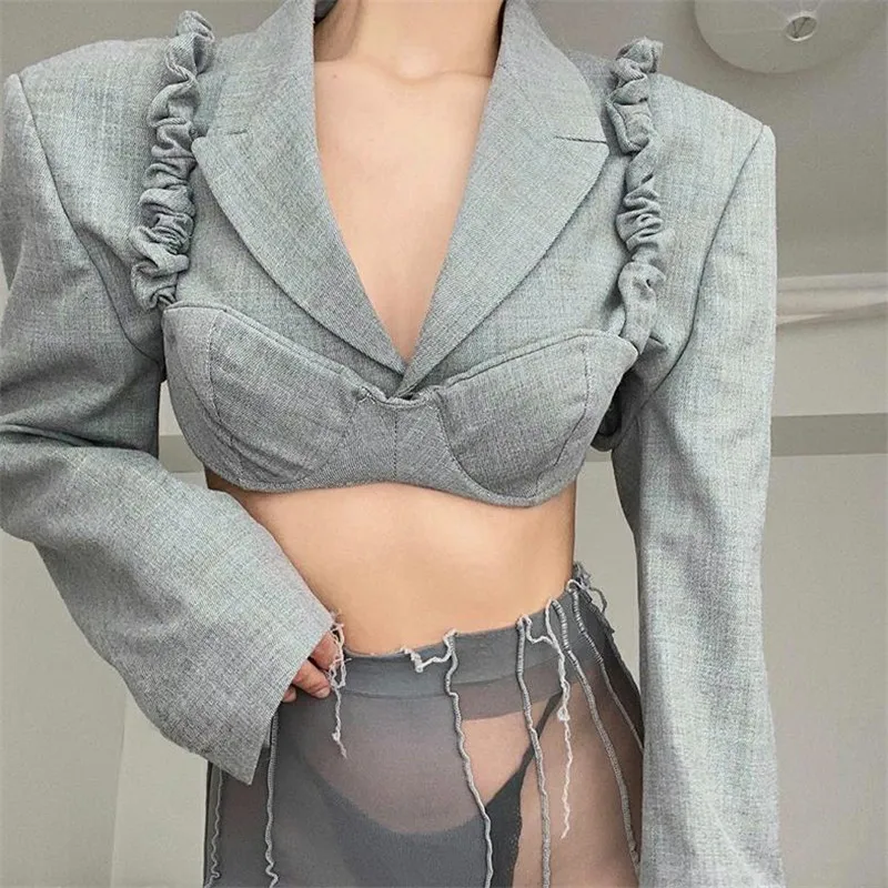 Женский Соблазнительный комплект одежды из двух предметов серый однотонный