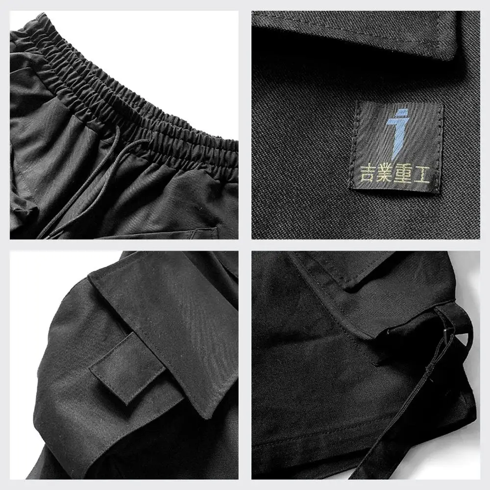 

11 BYBB'S DARK Hip Hop Cargo Shorts Mens 2020SS Summer Multi Pockets Casual Knee Length Short Pants Men Joggers Streetwear