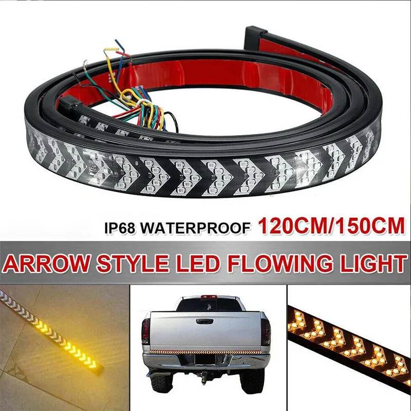 

Universal Car Truck Tailgate LED Light Strip Turn Signal Light Bar Driving Brake Lamp Arrow Flowing Flashing Lights Bar