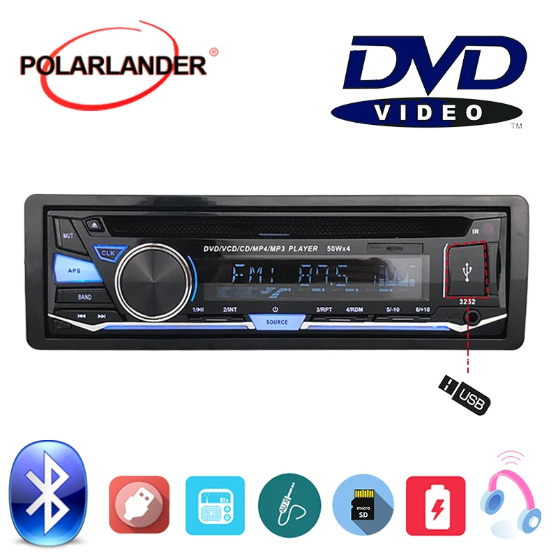 Audio Music BT Bluetooth With Remote Control CD DVD MP3 player Removable panel FM AUX IN USB SD card 1 DIN Car Radio Stereo | Автомобили и