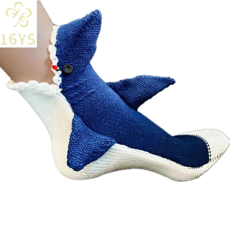 

Shark Socks - Shark Attack Crew Socks Soft Handmade Great White Novelty Eat Your Foot Shark Week Slipper Sock
