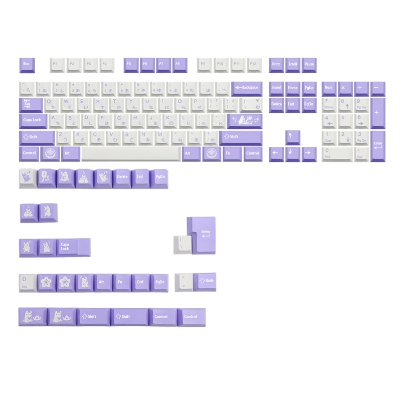 135-Key Rabbit PBT Sublimation Keycaps Japanese/English for Mechanical Keyboard | Компьютеры и офис