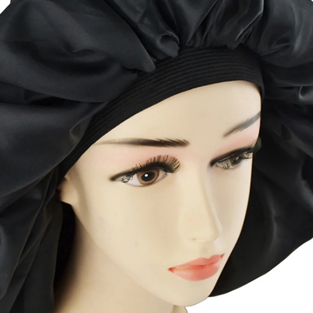 

Sleep Cap Beauty Salon Cap Satin Bonnet Cap Head Cover Curly Hair Hat Black Sleep Night Cap Head Cover Bonnet Hat Suppleis