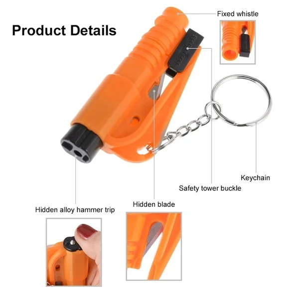 

Portable Car Window Breaker Seat Safety Hammer AutoGlass LifeSaving Escape Rescue Tool Seat Belt Cutter Keychain Hammer