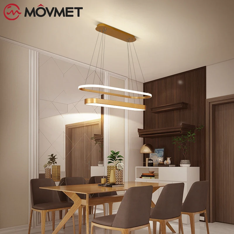 Современная светодиодная люстра с матовой позолотой/черной отделкой