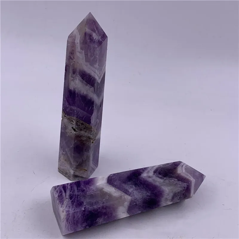 Натуральный Фэнтези кристалл аметиста в разноцветную полоску флюоритовый кварц