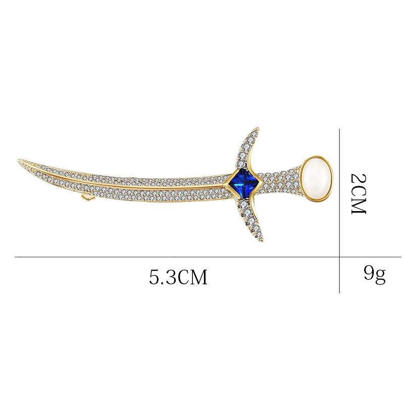 Броши Zhijia в виде самурайского меча для мужчин Стразы с кристаллами аксессуары