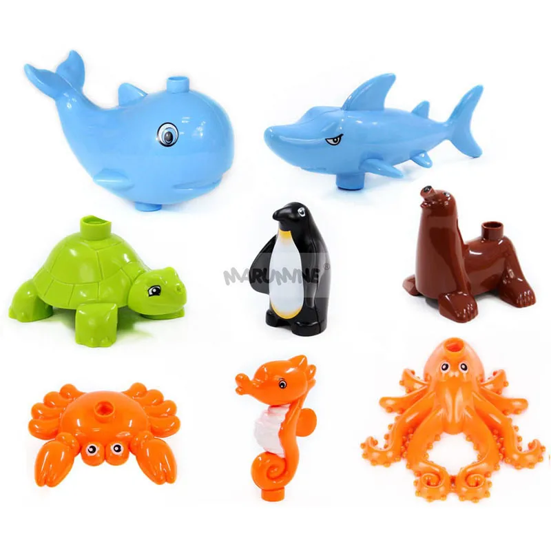 Детский конструктор Marumine 8 шт./Лот морские животные пингвин Акула осьминог